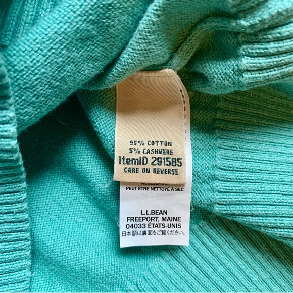 LL Bean Bright Blue Cotton & Cashmere Turtle Neck Long Sleeve Pullover Sweater S - Picture 8 of 11